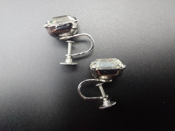 Coro rectangular rhinestone earrings, screw back,… - image 6