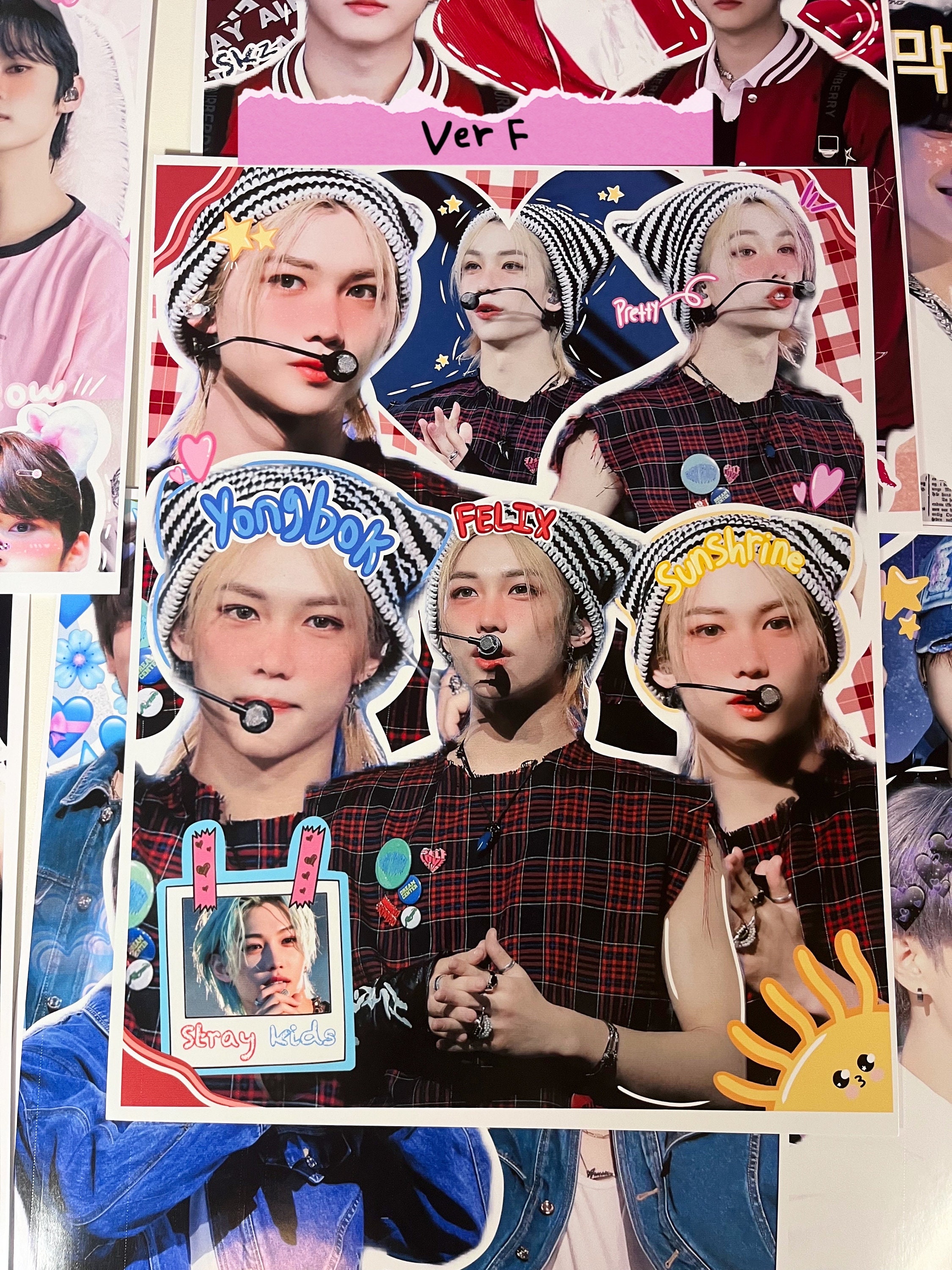 新作ホログラフィックトップ！StrayKidsの小さなコラージュポスター 