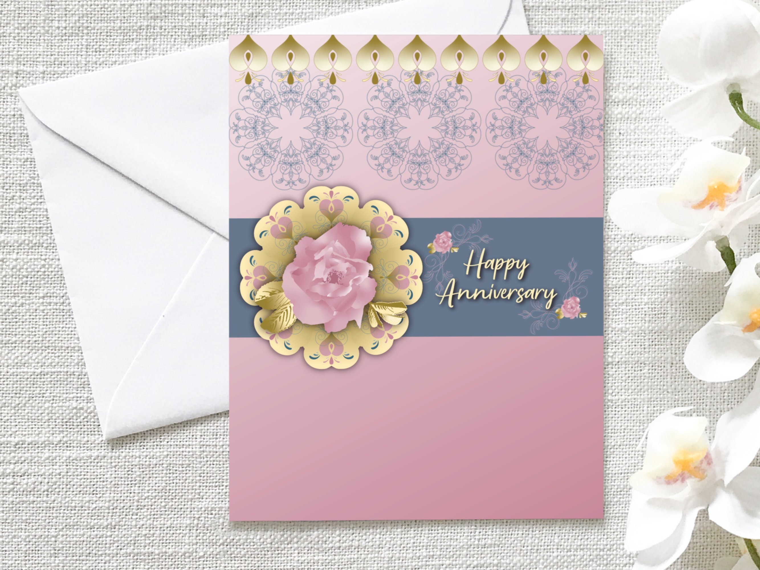 Pink Birthday and Anniversary Printable Greeting Cards With Matching ...