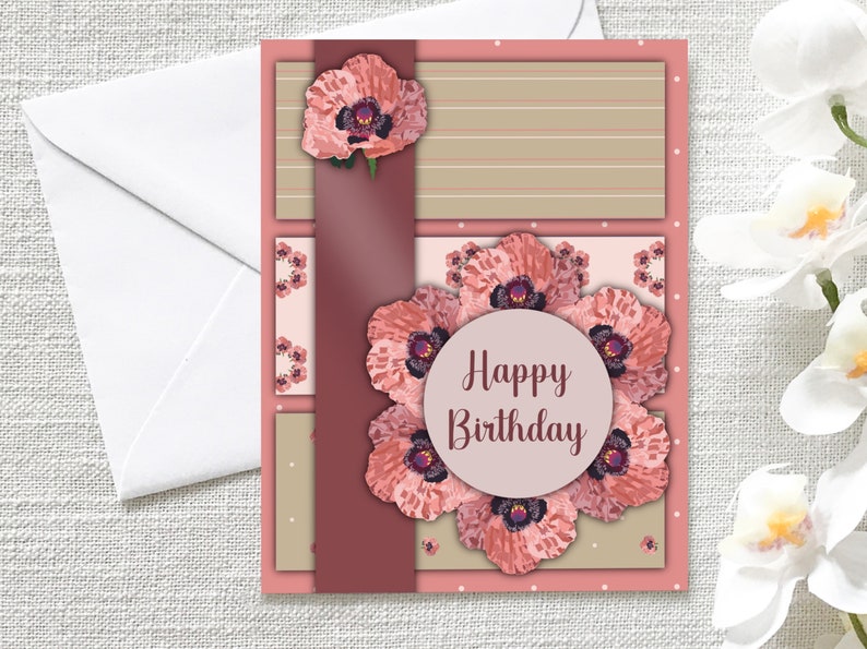 Pink Birthday and Anniversary Printable Greeting Cards With Matching ...
