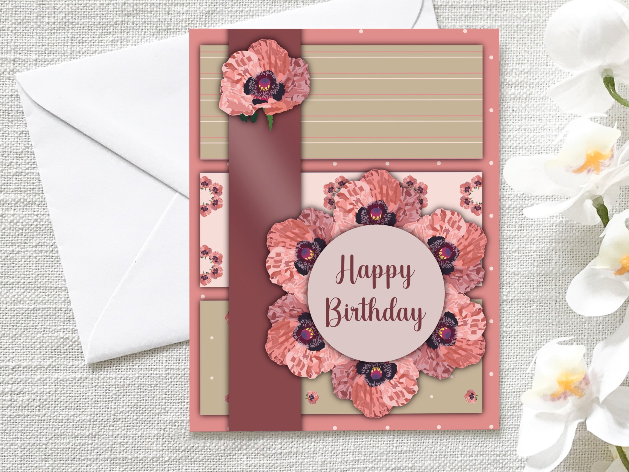 Pink Birthday and Anniversary Printable Greeting Cards With Matching ...