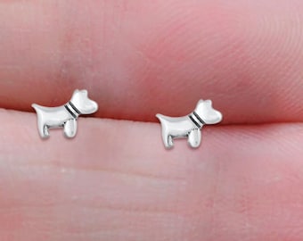 6 mm Tiny 925 Sterling Silver Stud Post Earrings Second Hole Piercing Small - Dog