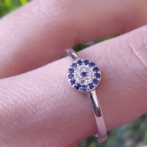 6mm Evil Eye Round Ring Engagement Wedding Band Trendy Design Solid Round Shape Band Ring Simulated CZ 925 Sterling Silver