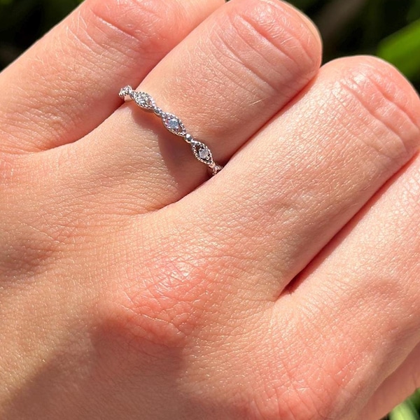 2 mm Stackable Eternity Round Band Bridal Ring Engagement Wedding Band Ring Solid Round Shape Band Ring CZ 925 Sterling Silver