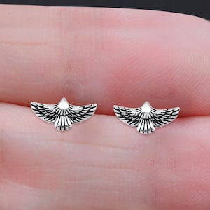 8 mm Tiny Sterling Silver Stud Post Earrings Second Hole Piercing Small - Eagle