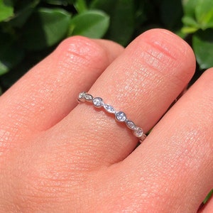 3mm Eternity Marquise Round Ring Engagement Wedding Band Ring Solid Marquise Round Pave Shape Band Ring Simulated CZ 925 Sterling Silver