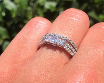 Stone Wedding Band Stone Ring Enhancer Stone Princess Cut