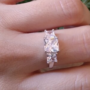 6mm Princess Cut Ring Engagement Wedding Band Trendy Design 1.24CT Solid Princess Cut Shape Band Ring Simulated CZ 925 Sterling Silver