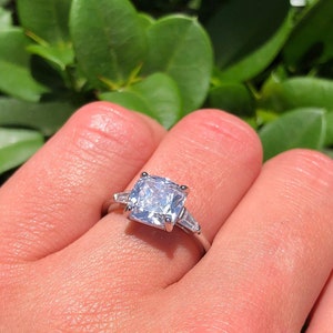 8mm Cushion Cut Art Deco Ring Engagement Wedding Band Solid Bridal Baguette Cushion Cut Shape Band Ring Simulated CZ 925 Sterling Silver