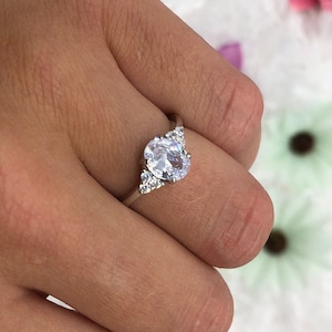 Oval Cut Bridal Ring 0.76CT Engagement Wedding Band Oval Cut Shape Band Ring Simulated CZ 925 Sterling Silver 7 mm