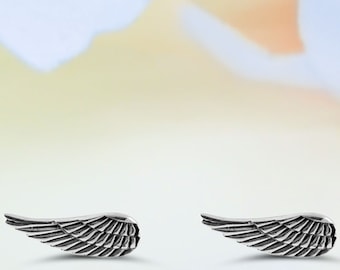 15 mm Tiny Sterling Silver Stud Post Earrings Second Hole Piercing Small Wing