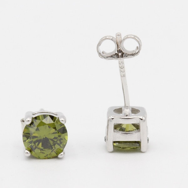 Round 3mm 4mm 5mm 6mm 7mm 8mm 9mm 10mm Peridot Green August Stud Earring Solid 925 Sterling Silver Stud Post Earring Tiny Solitaire Gift