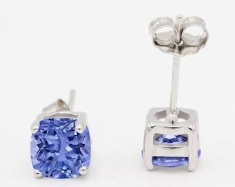 Sterling Silver Simulated Tanzanite Stud Earrings (3mm-10mm)