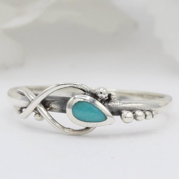 6mm Filigree Swirl Petite Dainty Infinity Band Ring 925 Sterling Silver Oxidized Celtic Infinity Shape Plain Thumb Ring Turquoise CZ