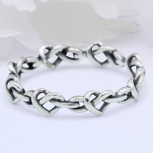 Sterling Silver Celtic Heart Knot Ring - 4mm Weave Band