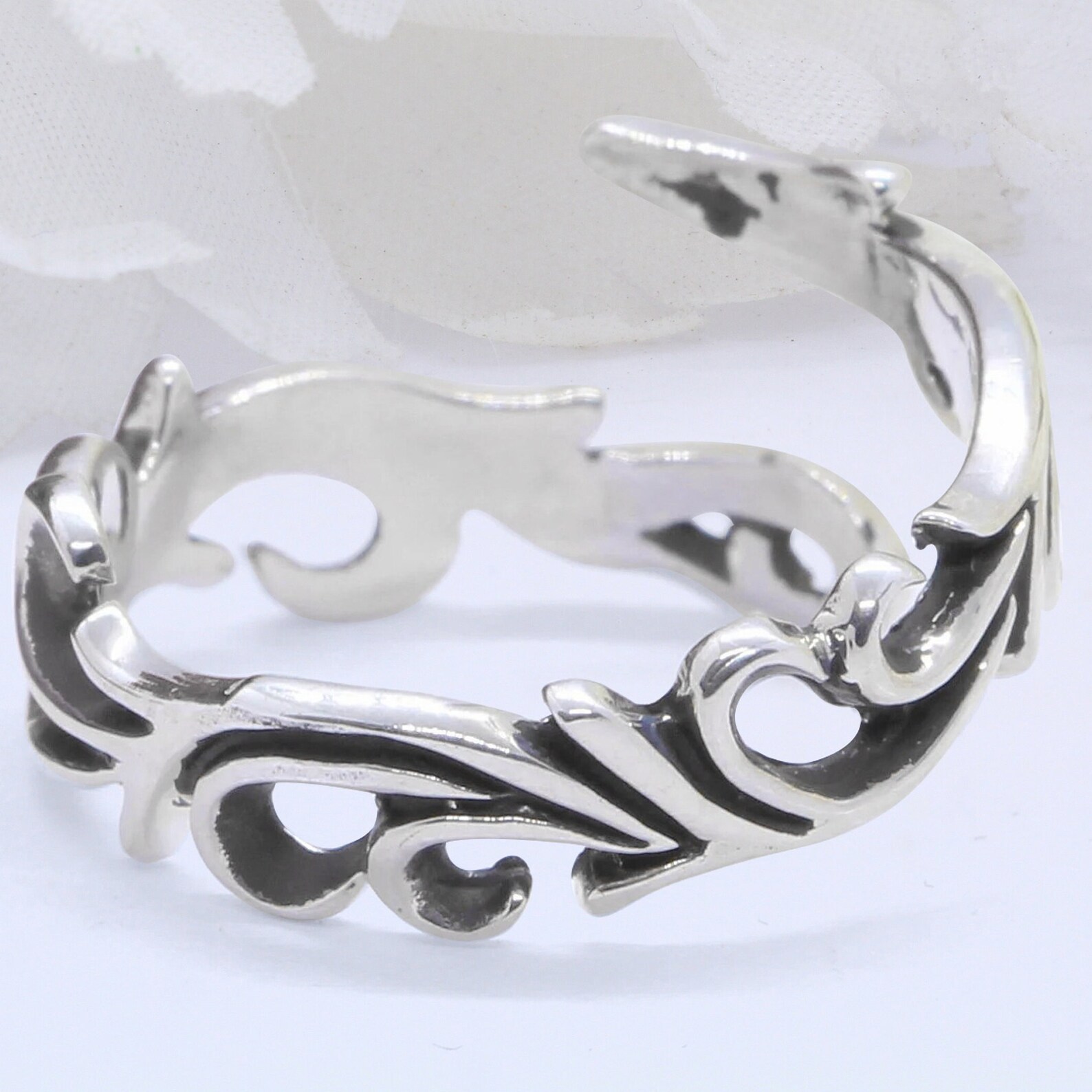 Sterling Silver Fire Flame Ring, 5mm Band - Etsy