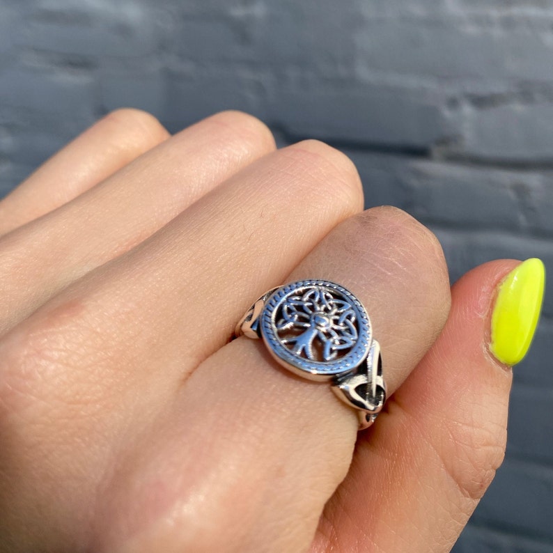 Sterling Silver Celtic Tree of Life Ring - Trinity Knot Band - Etsy