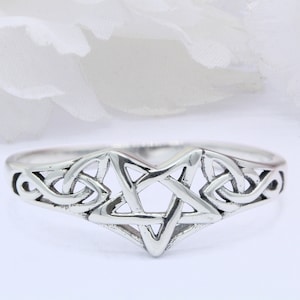 7 mm Filigree Design Pentagram Star Plain band Ring 925 Sterling Silver Filigree Star Shape Ring Thumb Ring Solid Plain Ring Turquoise CZ