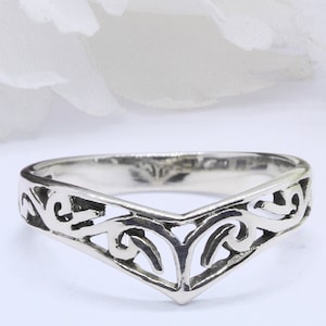 8 mm New Design Celtic Thumb Ring Band 925 Sterling Silver Weave Celtic Infinity Trinity - Filigree V-Shaped Chevron Midi