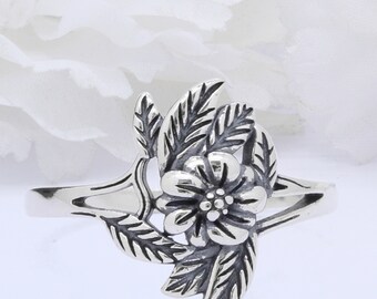 14mm Filigree Swirl Flower Band Ring 925 Sterling Silver Oxidized Band  Flower Shape Ring Thumb Ring