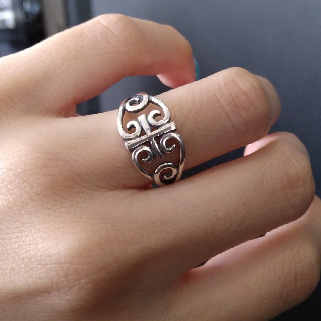 Sterling Silver Celtic Cross Ring – Filigree Swirl Thumb Band - Etsy