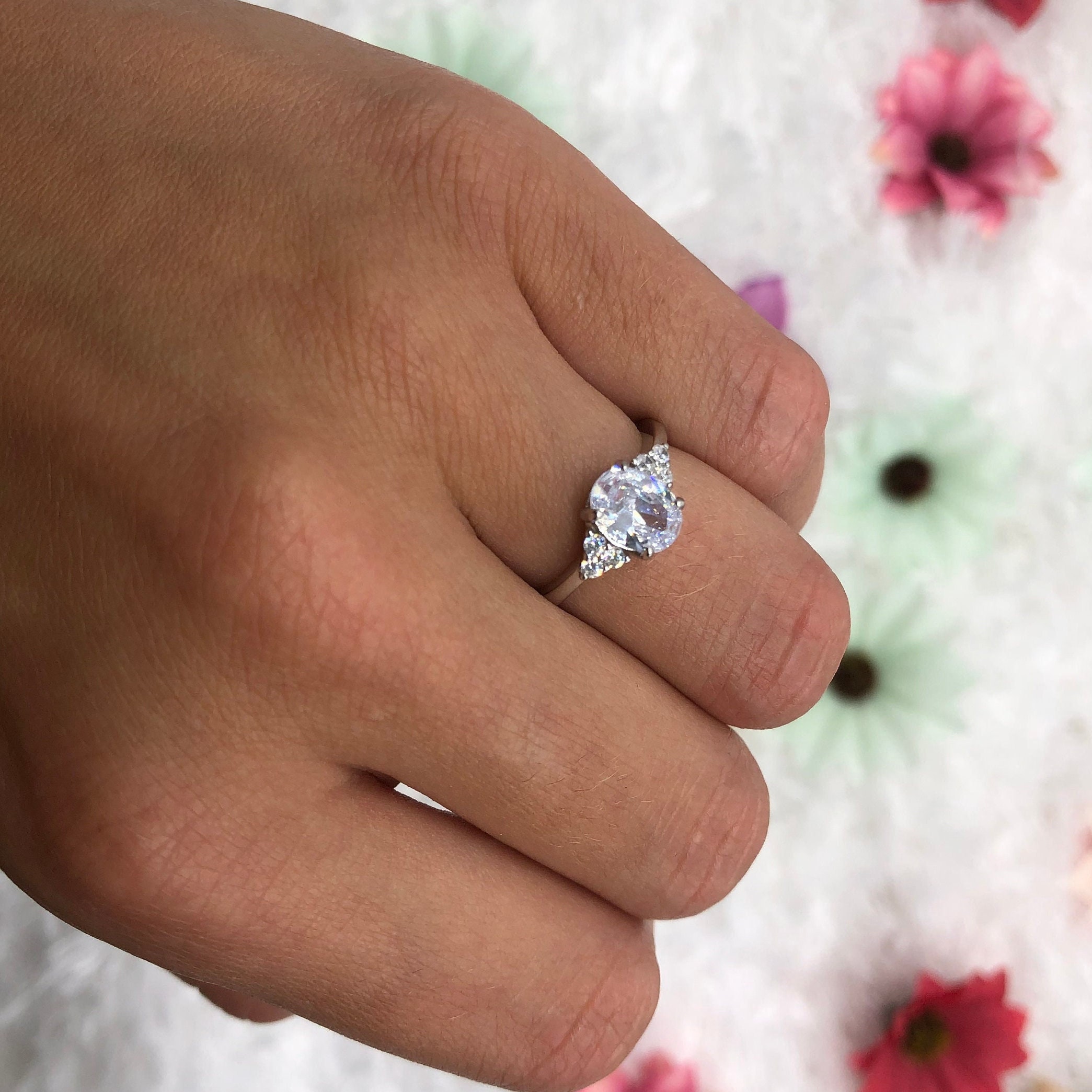 Oval Cz Ring Etsy Australia