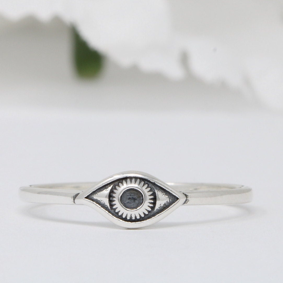 Anello Malocchio In Argento Sterling 925 - Taglie 3-10, Con Pietra CZ Chiara, Design Alla Moda