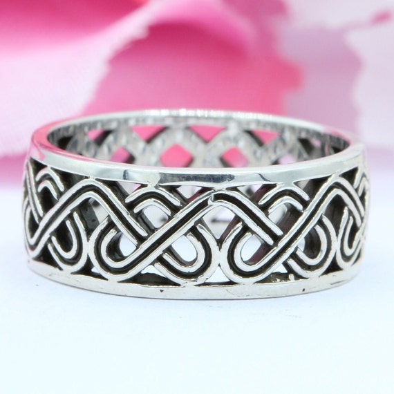 Bague En Argent Sterling Vintage Nœud Celtique Entrelacé Taille 7 - Occasion, Estampillée 925