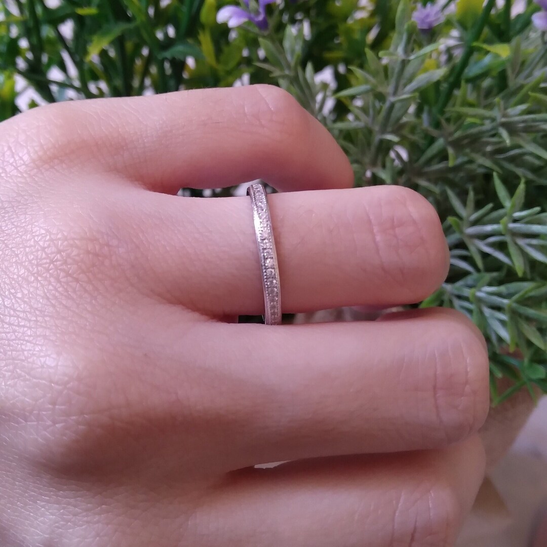 2mm Full Eternity Stackable Ring Engagement Wedding Band Trendy Design