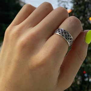 7 mm New Design Celtic Thumb Ring Band 925 Sterling Silver Weave Celtic Infinity Trinity