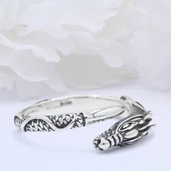 7.3mm Filigree Swirl Celtic Dragon Band Ring 925 Sterling Silver Band Oxidized Dragon Shape Ring Plain Thumb Ring