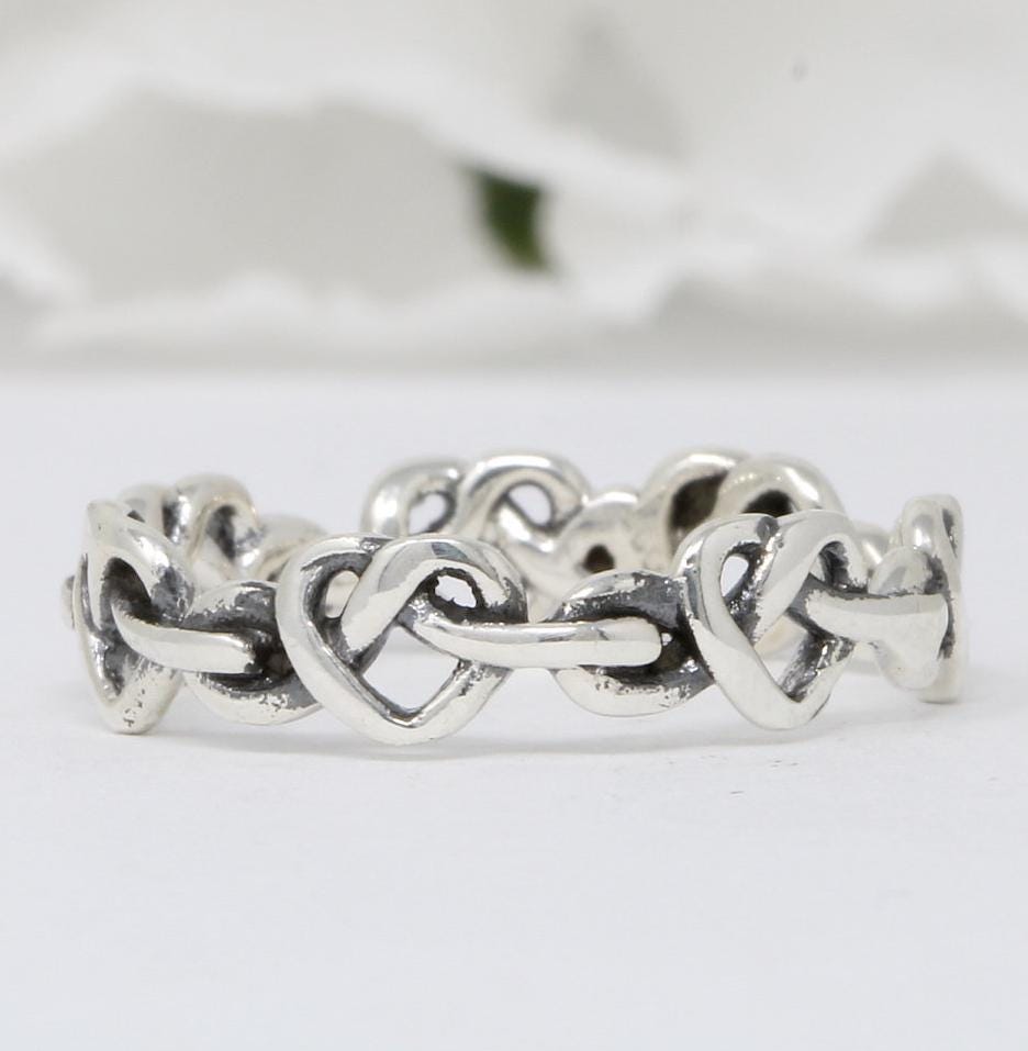 LANIE HEART 4連RING SILVER925 4.4 Mm Knotted Hearts Band Ring Trendy Band New Design Solid