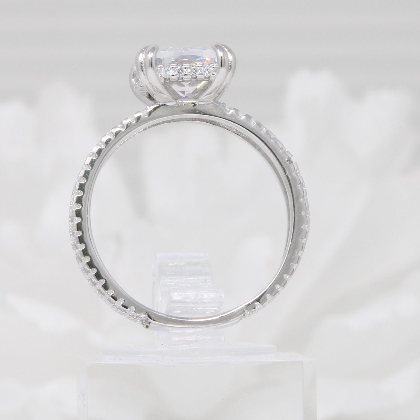 3-Piece Simulated Halo Pear Wedding Ring Set - 925 Sterling Silver, 60 Stones, Nickel-Free