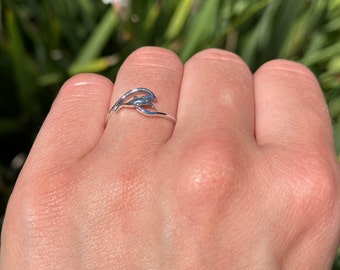 7.3 Mm Dolphin & Wave Ring Trendy Band Thumb New Design