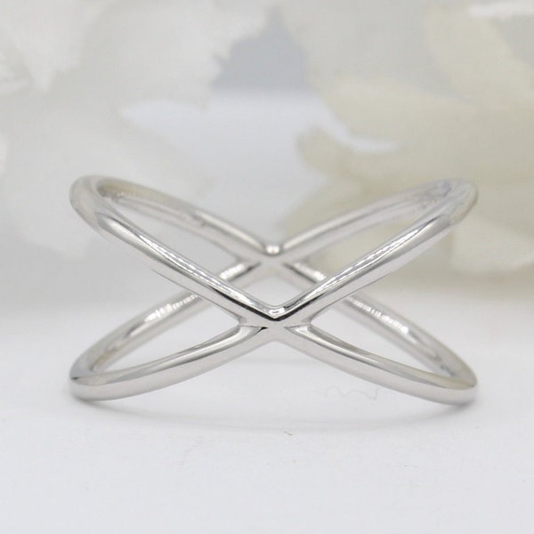 9mm Petite Dainty Filigree Weave X Criss Cross Band Ring 925 Sterling Silver Oxidized Criss Cross Shape Thumb Ring