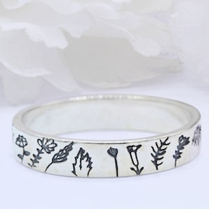 4mm Filigree Swirl Celtic Flowers Band Ring 925 Sterling Silver Band Oxidized Flowers Shape Ring Plain Thumb Ring