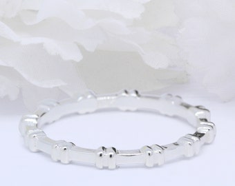Art Deco Sterling Silver Band Ring, Trendy Thumb Ring (2mm)