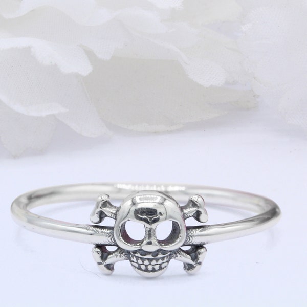 6.2mm Filigree Swirl Celtic Skull And Crossbones Band Ring 925 Sterling Silver Band Oxidized Skull Shape Ring Plain Thumb Ring