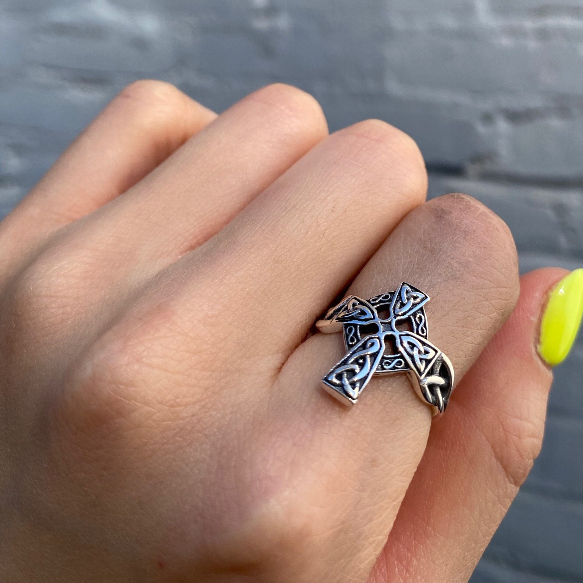 17 Mm New Design Celtic Thumb Ring Band 925 Sterling Silver Etsy
