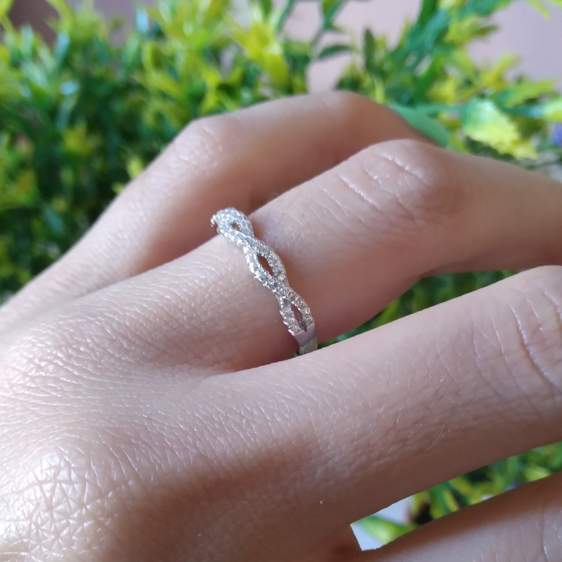 3mm Half Eternity Infinity Twisted Ring Engagement Wedding