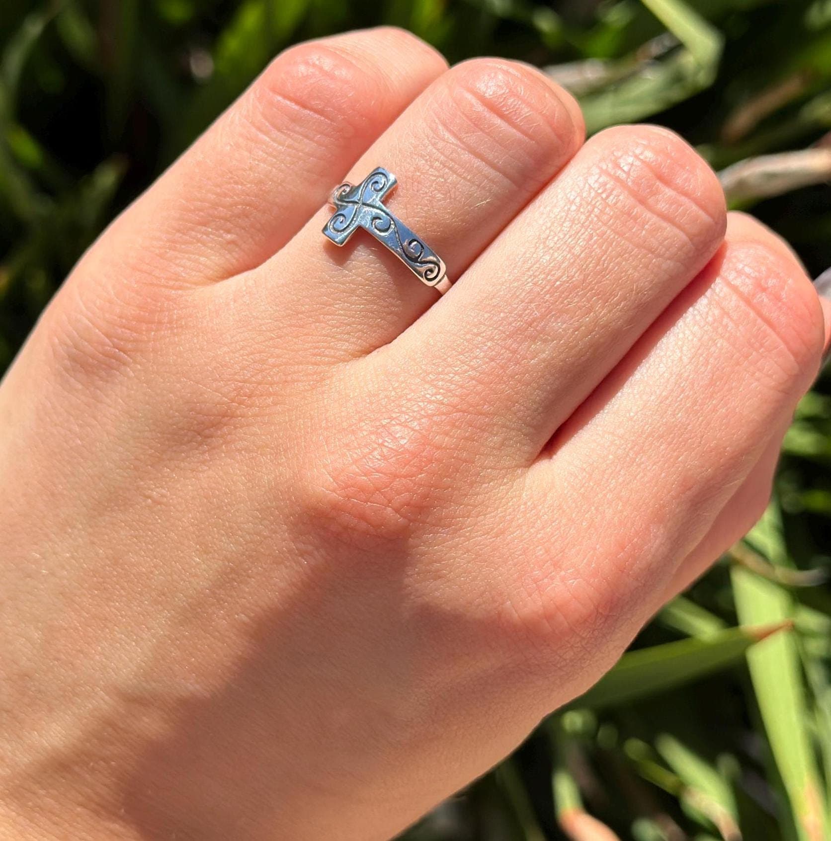 vintage cross floral ring silver925 存在感 vintage cross floral ring silver925 存在感