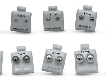 Sterling Silver Ball Stud Earrings (2mm-18mm)