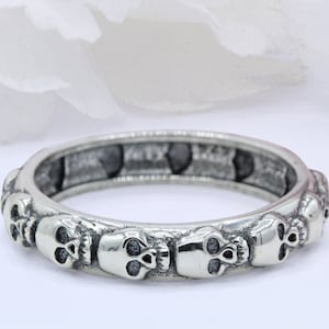 4 mm Skull Oxidized band Ring 925 Sterling Silver Skull Oxidized Shape Ring Thumb Ring Solid Plain Ring