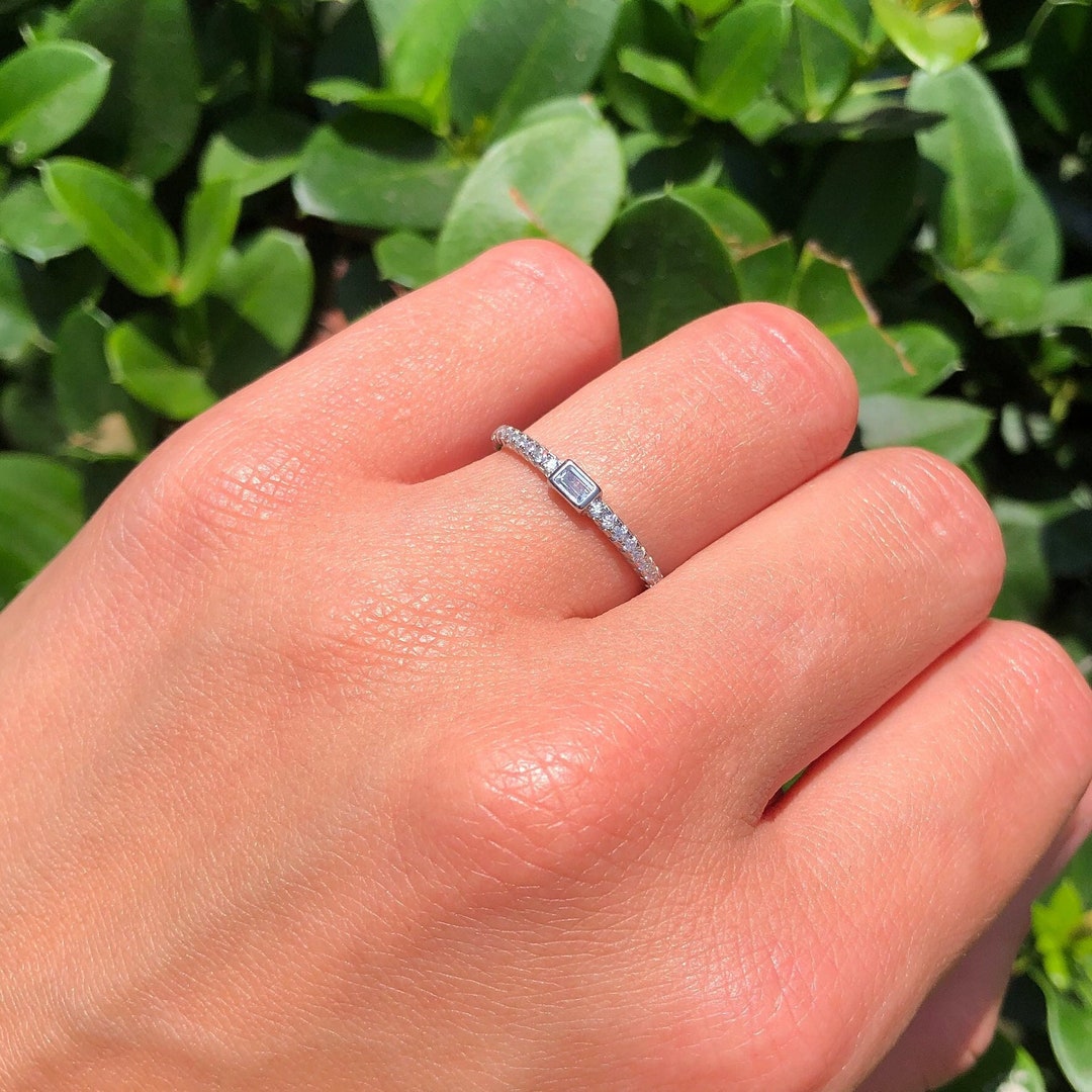 925 Sterling Silver CZ Half Eternity Ring – Ladies Cubic Zirconia Wedding Band – Boxed