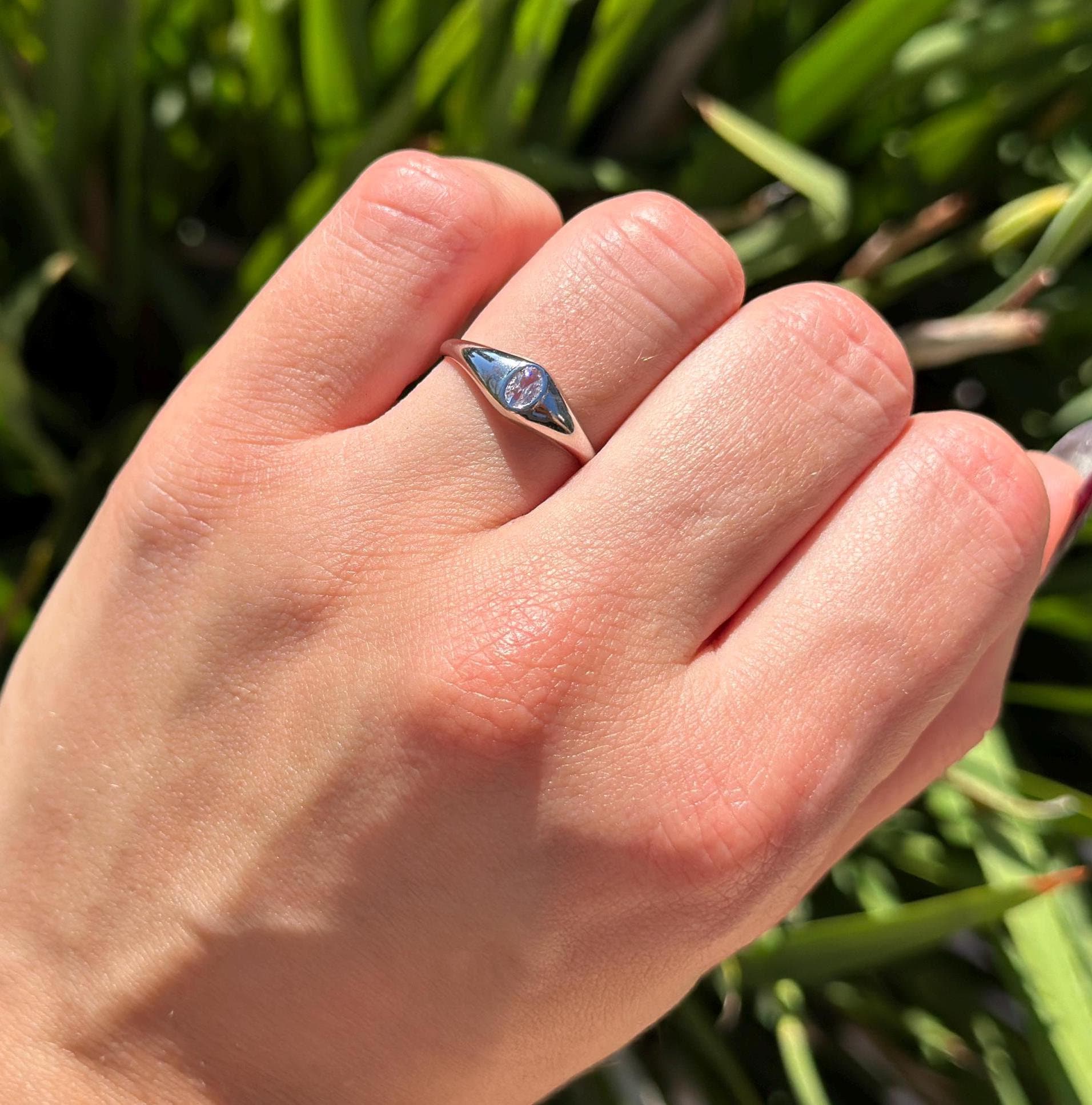 銀杯　 67g 6.2 Mm Signet Oval Band Ring Wedding Engagement Band Ring