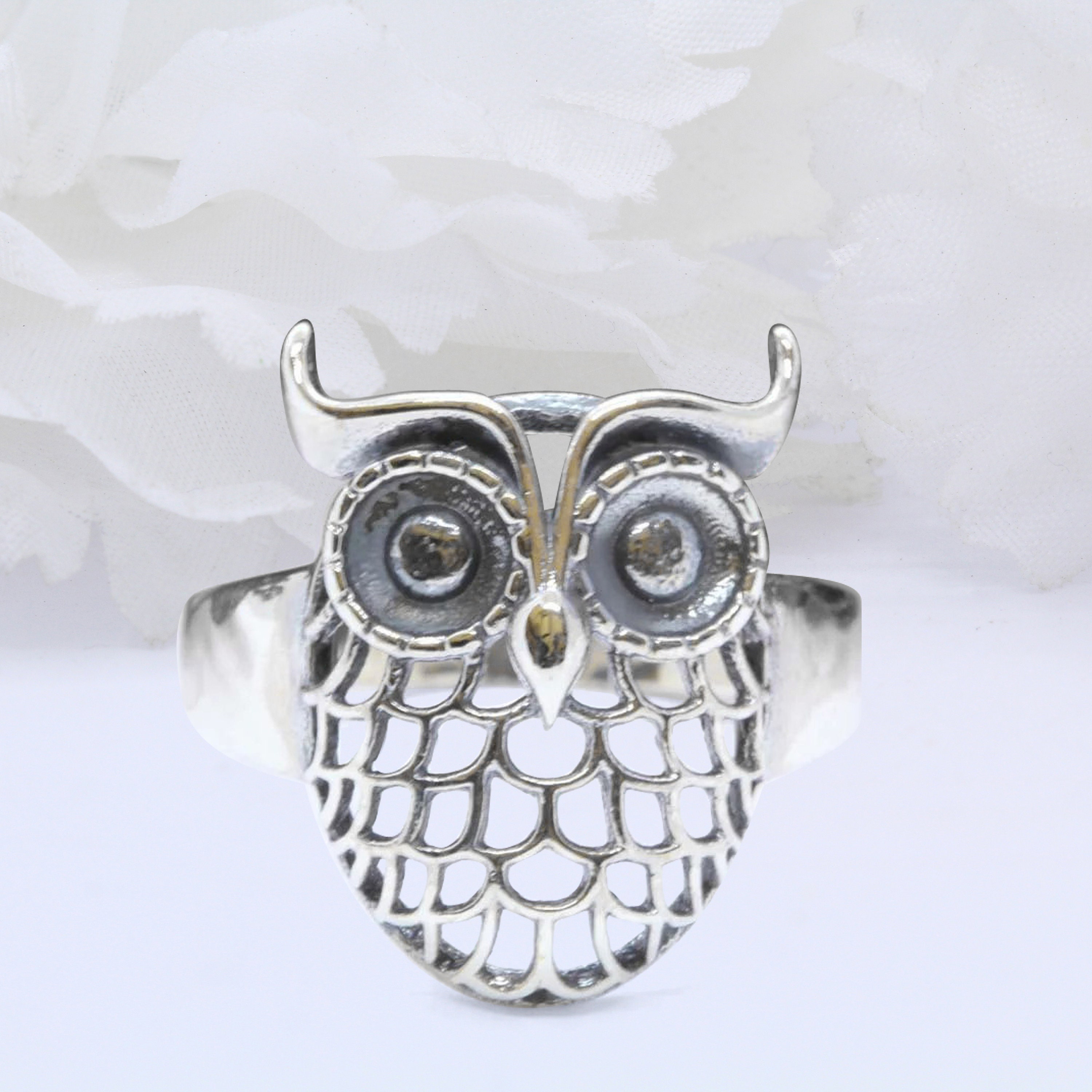 21mm Filigree Swirl Celtic Owl Band Ring 925 Sterling Silver Band Oxidized Owl Shape Ring Plain Thum