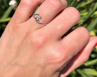7.3 Mm Dolphin & Wave Ring Trendy Band Thumb New Design