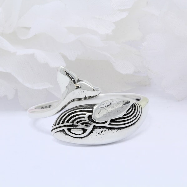 13mm Filigree Swirl Celtic Whale Band Ring 925 Sterling Silver Band Oxidized Whale Shape Ring Plain Thumb Ring