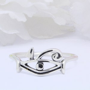 8mm Eye of Horus Plain Ring Band Thumb Ring Trendy Band New Design Solid Band 925 Sterling Silver Celtic Black Oxidized