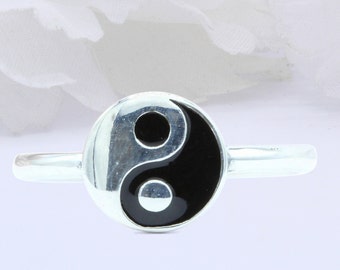 8.2 mm Yin Yang Oxidized band Ring 925 Sterling Silver Yin Yang Oxidized Shape Ring Thumb Ring Solid Plain Ring